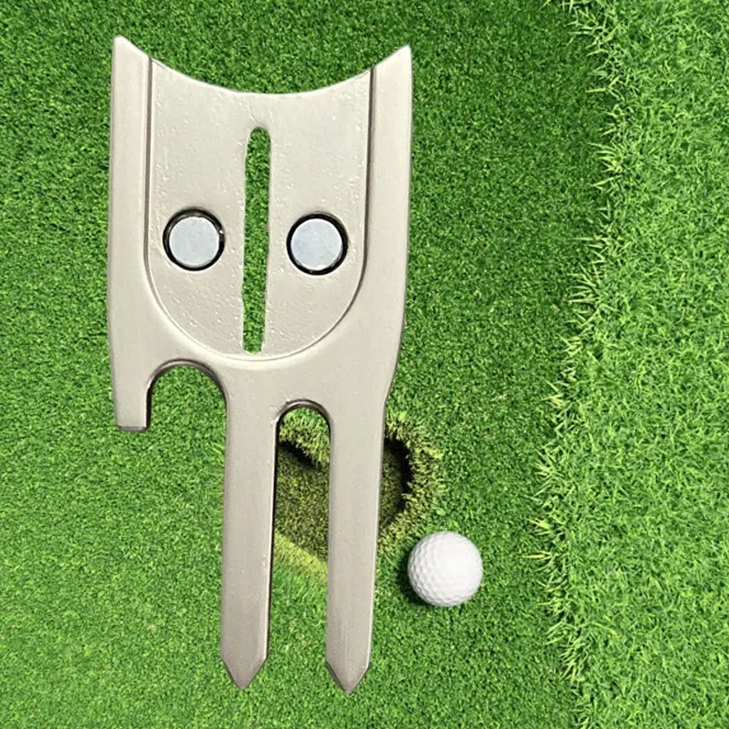 Green Repair Fork for Bottle Opener with Ball Marker for Divot Golf Tools