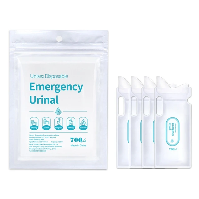 Sacs d'urine jetables, sacs pipi portables, Pack de 4, 700ML, urinoir de  voyage, grande capacité pour les déplacements, urgence - AliExpress