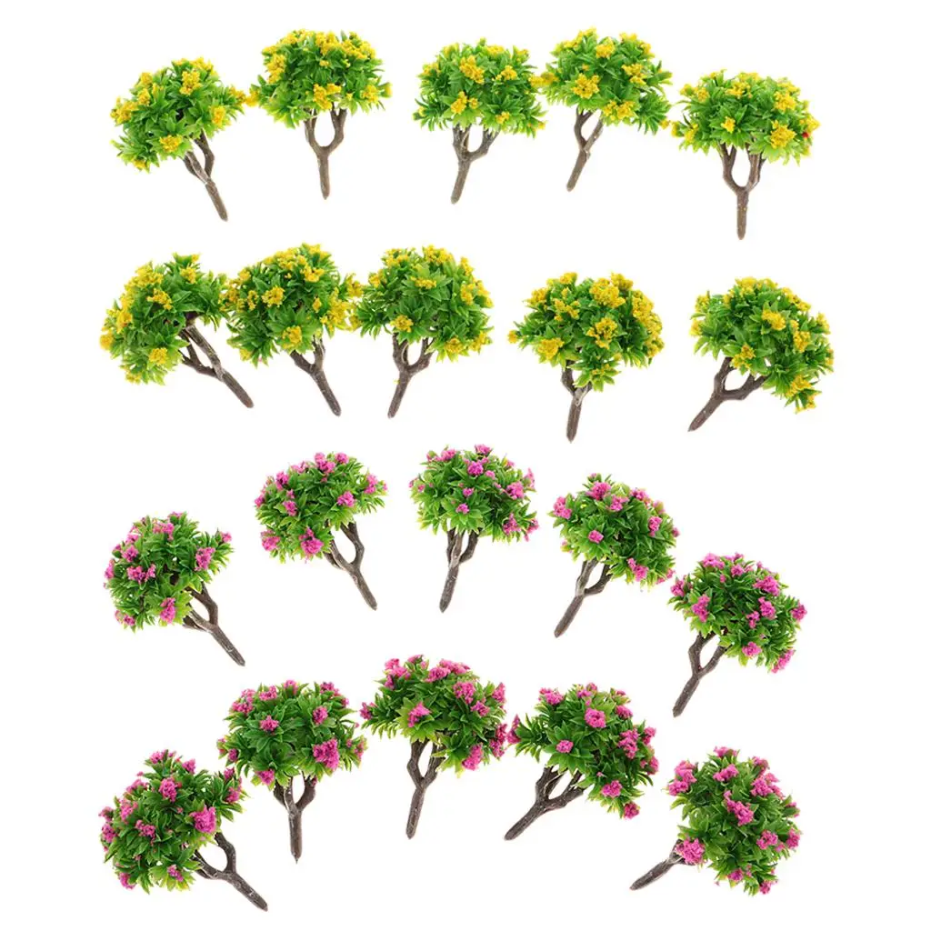 10 Pieces Model Flower Trees Layout Landscape Scenery 1:200 Z Scale