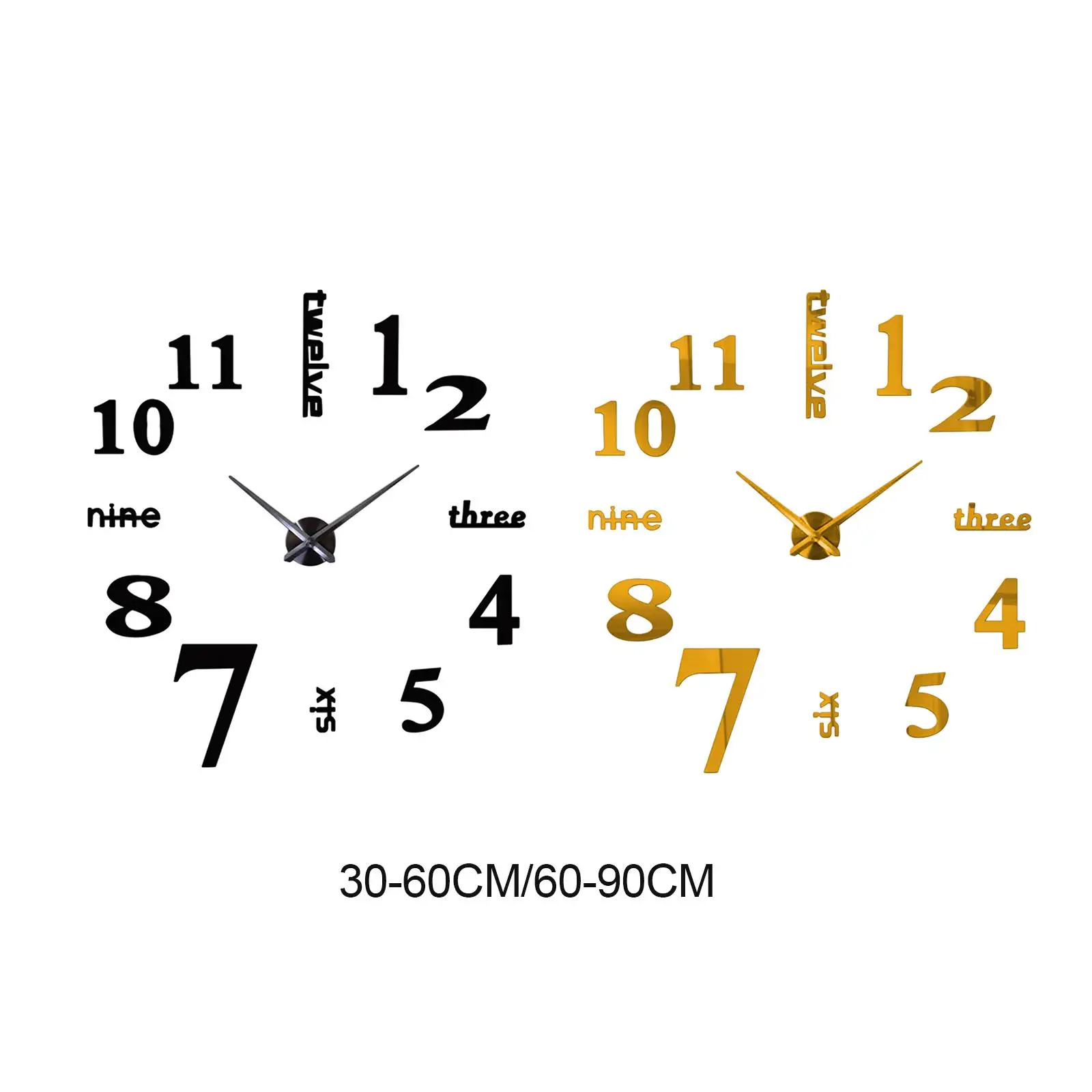 Modern Wall Clock Digital Clock Decorative Sticker Frameless Acrylic Silent DIY for Kitchen Bedroom Office Home Decor Ornament