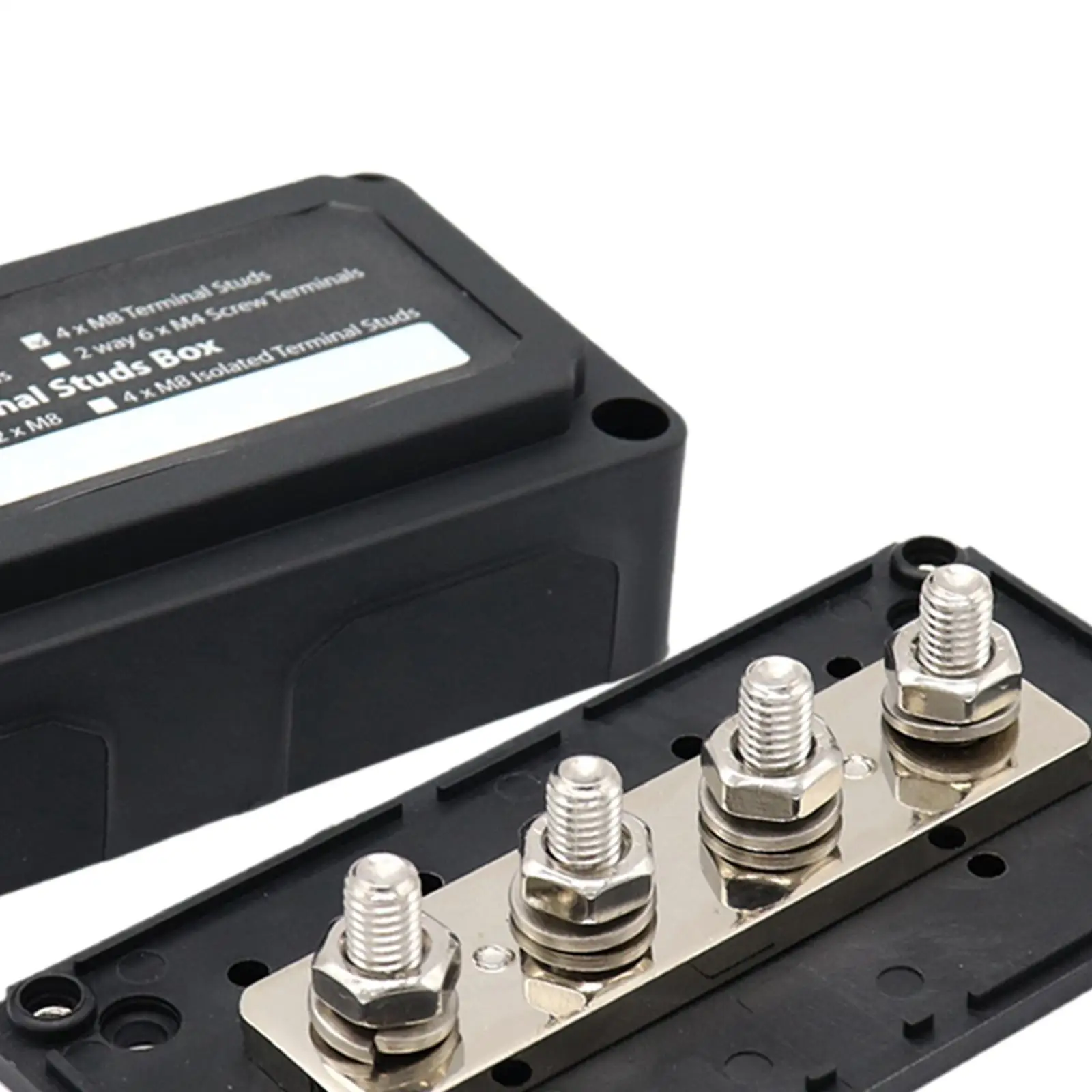 Power Distribution Box Accessories Durable 4x M10 3/8`` Terminal Studs Direct Replaces 4 Way Busbar Box for Car Boat Truck