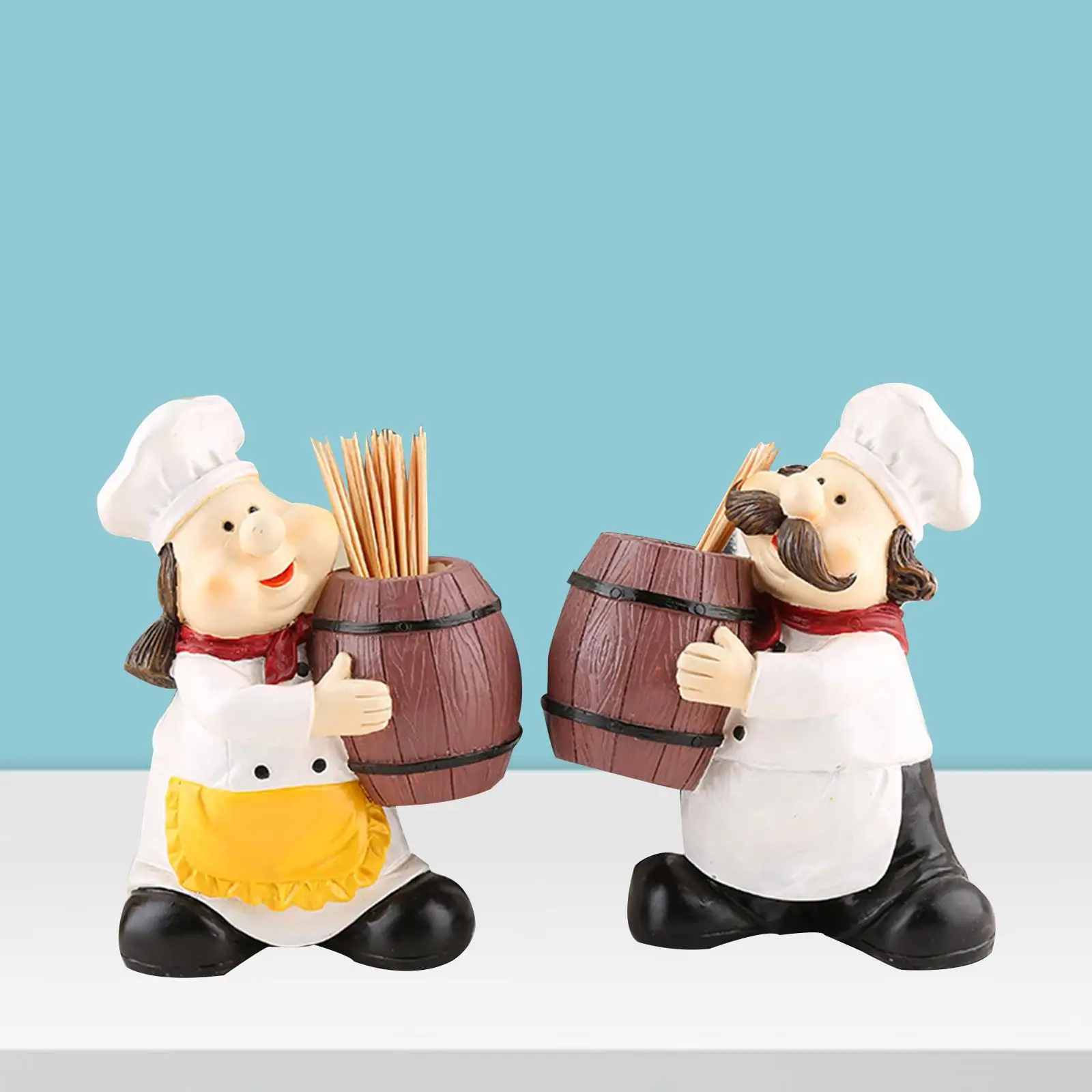 Miniatures Chef Figurines Toothpick Holder Sculpture Business Card Holder Collectible for Hotel Tabletop Craft Accessories Decor