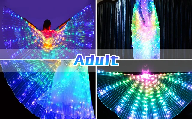 2023 Neue Heiße LED-Flügel für Erwachsene, LED-Schmetterlingsflügel  LED-Flügel leuchten Bauchtanzkostüme