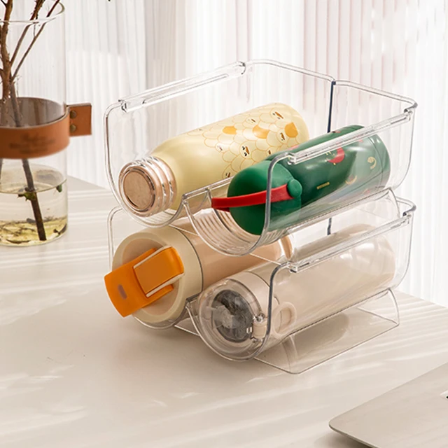 Transparent Water Bottle Organizer Stackable Bottle Storage Holder for  Kitchen Home Cabinet Organizer Stacking Can Dispenser E2S