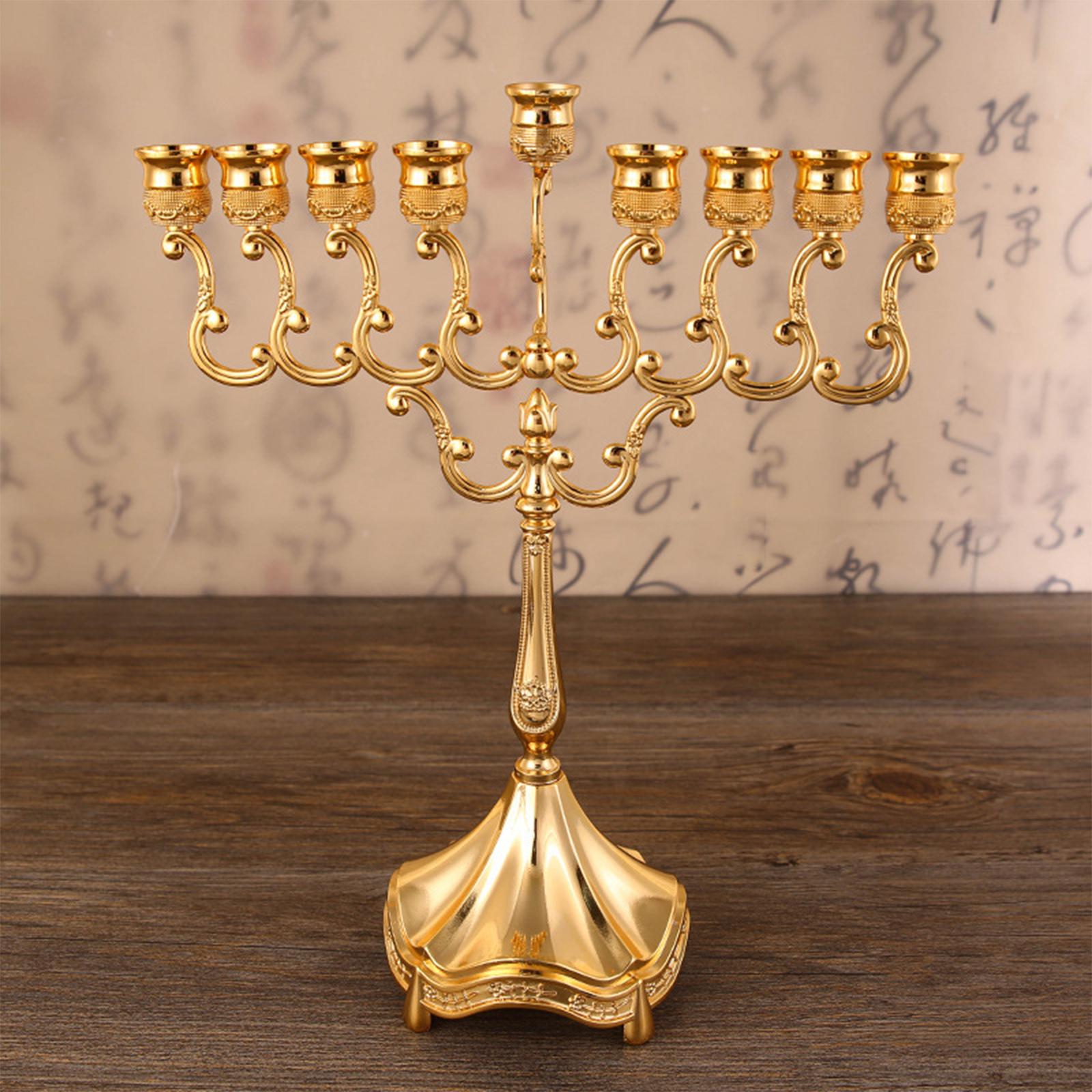 9 Branches Candle Holder Candlestick Living Room Pillar Candle Stand Metal Candelabra Hanukkah Menorah for Home Decor Ornaments