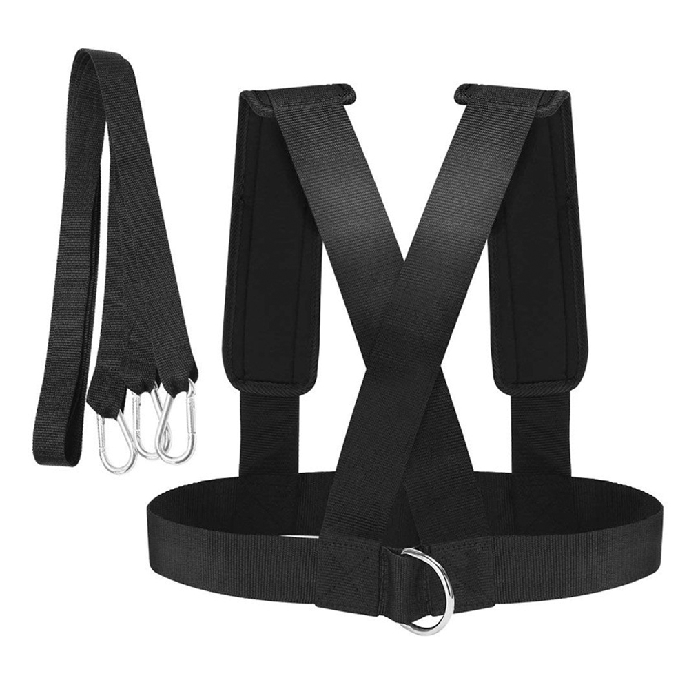 Sled Harness, Tire Pulling With Pull Resistance Training, Adjustable Padded Shoulder Strap Harness Trainer_voghion.com