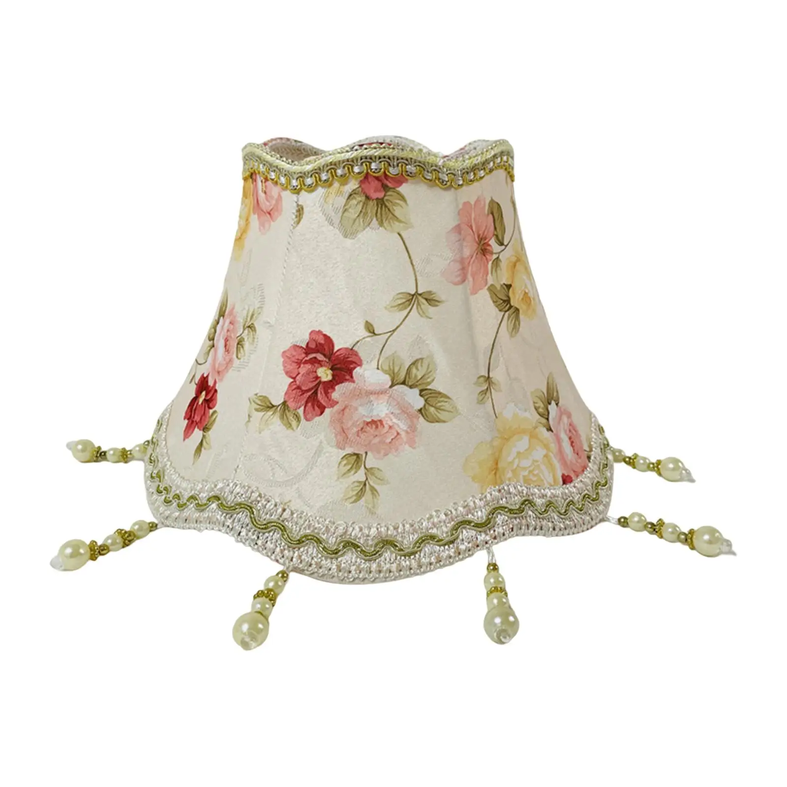 Fabric Lampshade Vintage Style Flower Pattern Lamp Shade with Fringe