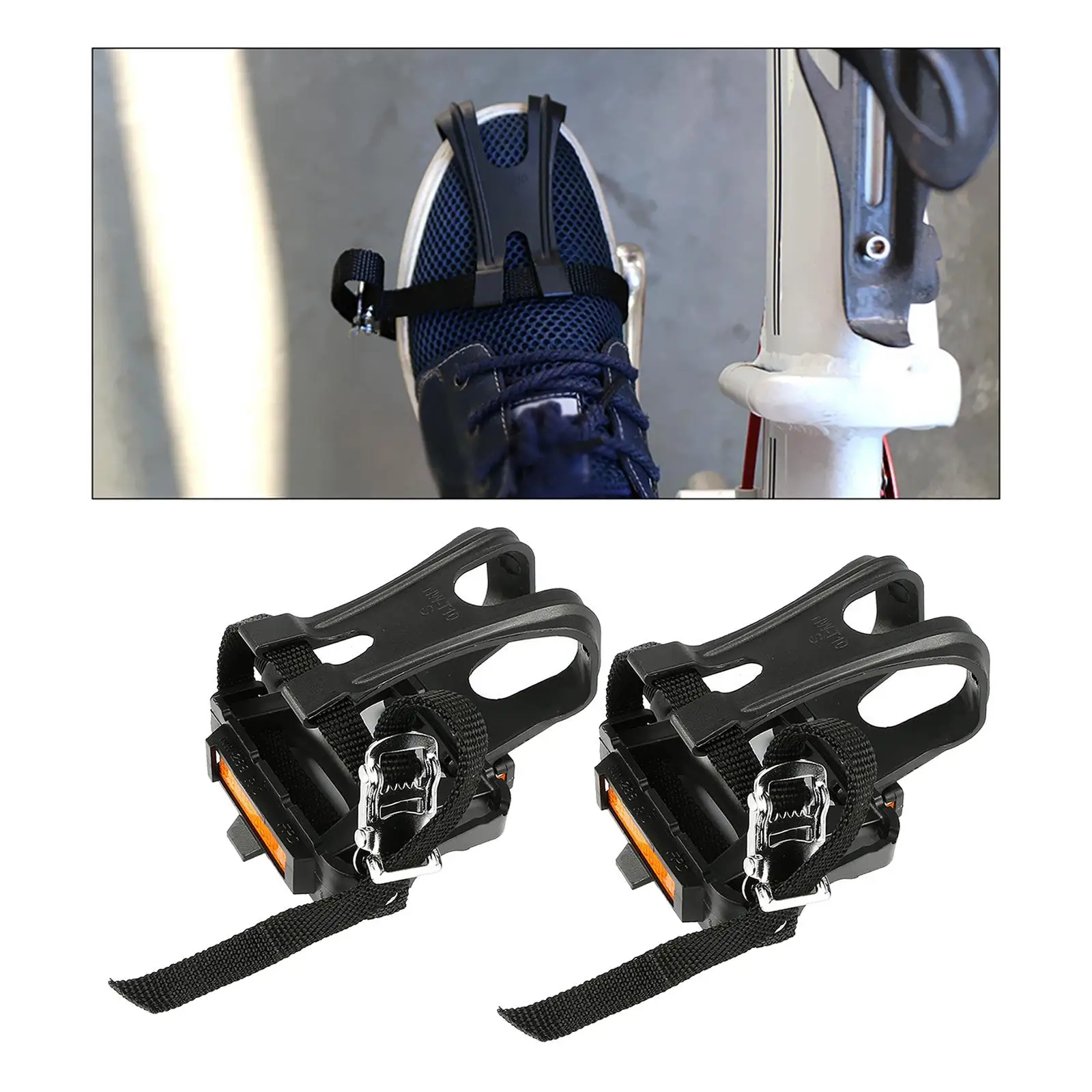 Road Bike Mountain Bike Pedal Toe Straps Clips with Strap Nylon Belts for Adults Large Fixed Cycling