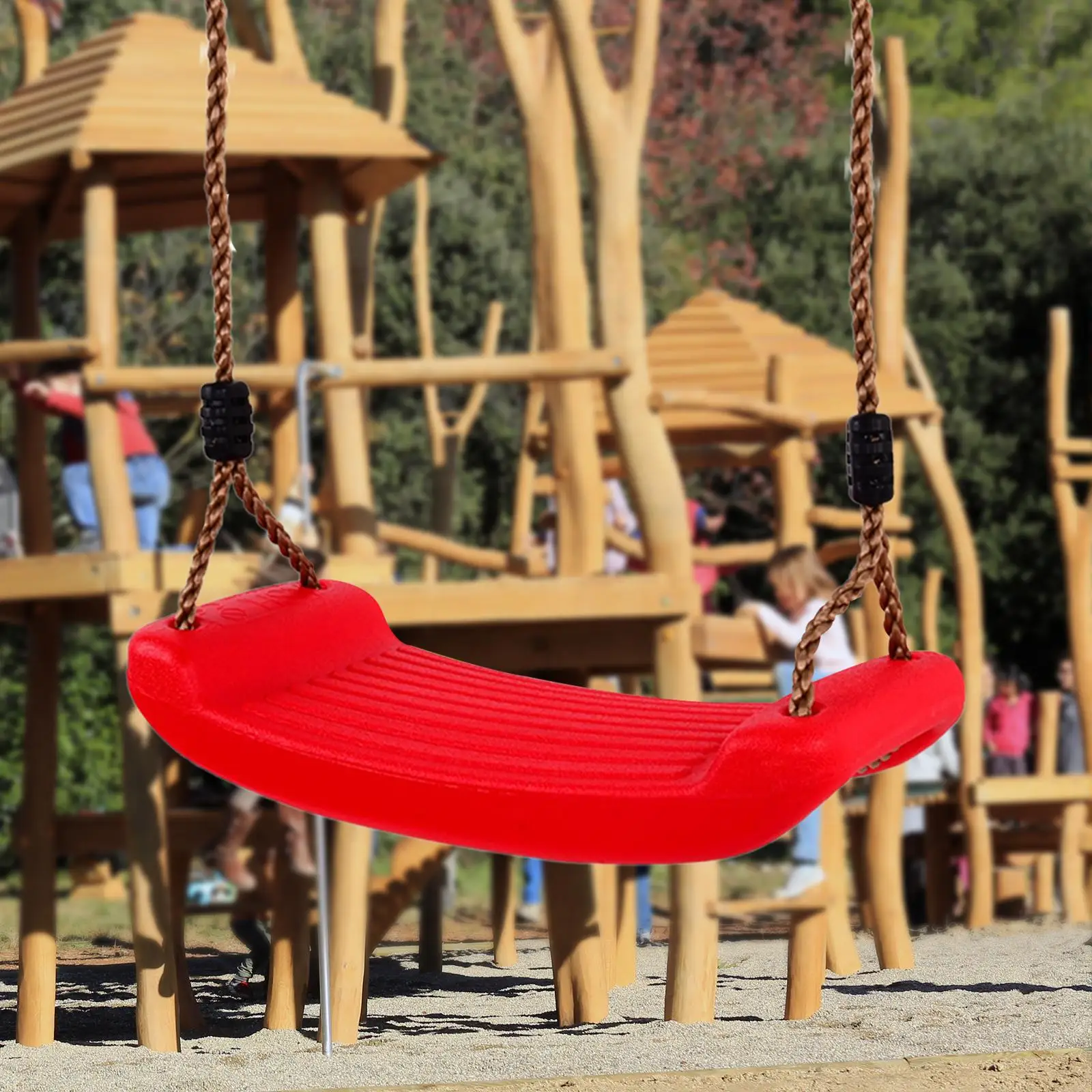 Hanging Children`s Swing Set Flying Toy with Height Adjustable Ropes Plastic Swing Seat for Garden Backyard Indoor Outdoor Yard