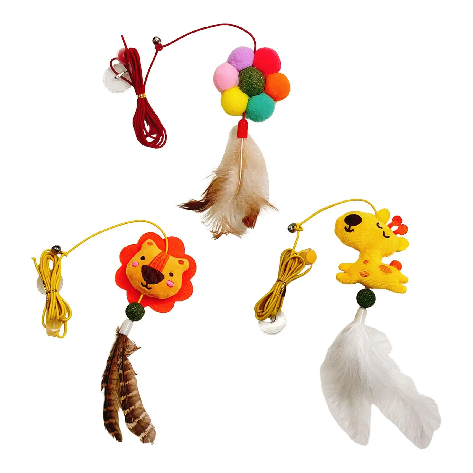 Hanging Door Interactive Cat Toy Cat Teaser Toy Hanging on Ceiling Elastic with Catnip for Indoor Cats Kitten Playing Exercising