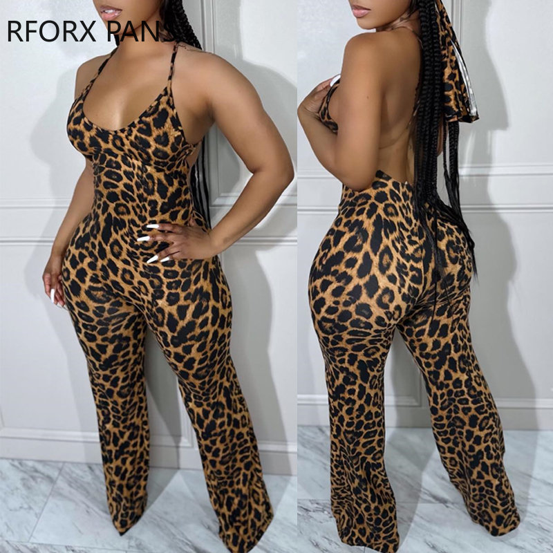 Pattern mangas Sexy Backless Hetero Leg Jumpsuits