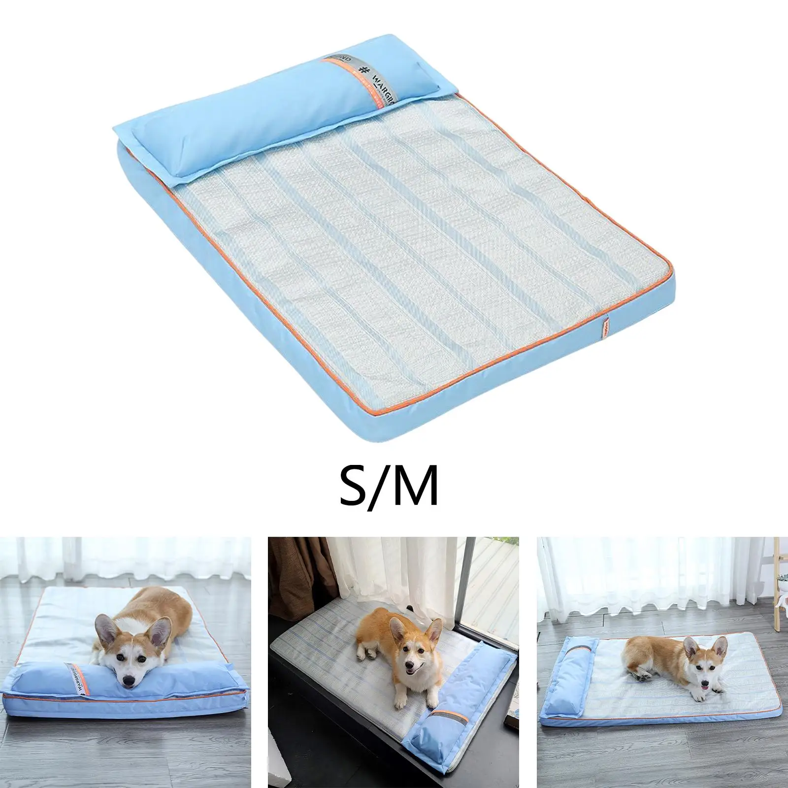 Dog Bed Blanket Sleeping Pad, Dog Sofa Bed with Pillow Comfortable Puppy Bed Mattress Washable Pet Cooling Mat Pet Supplies