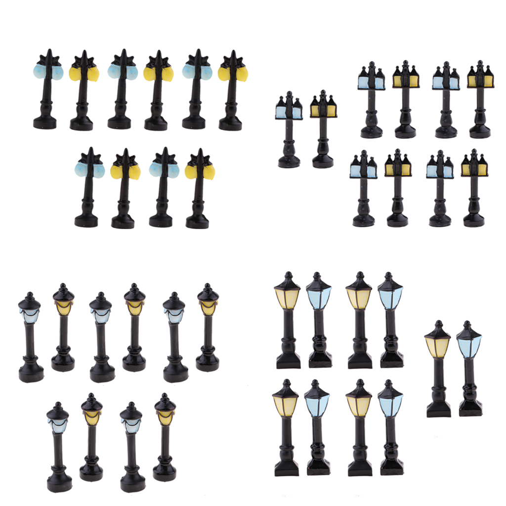 10 Pieces  Park Courtyard Lanterns Streets Lamp Model Landscape Making Accessories