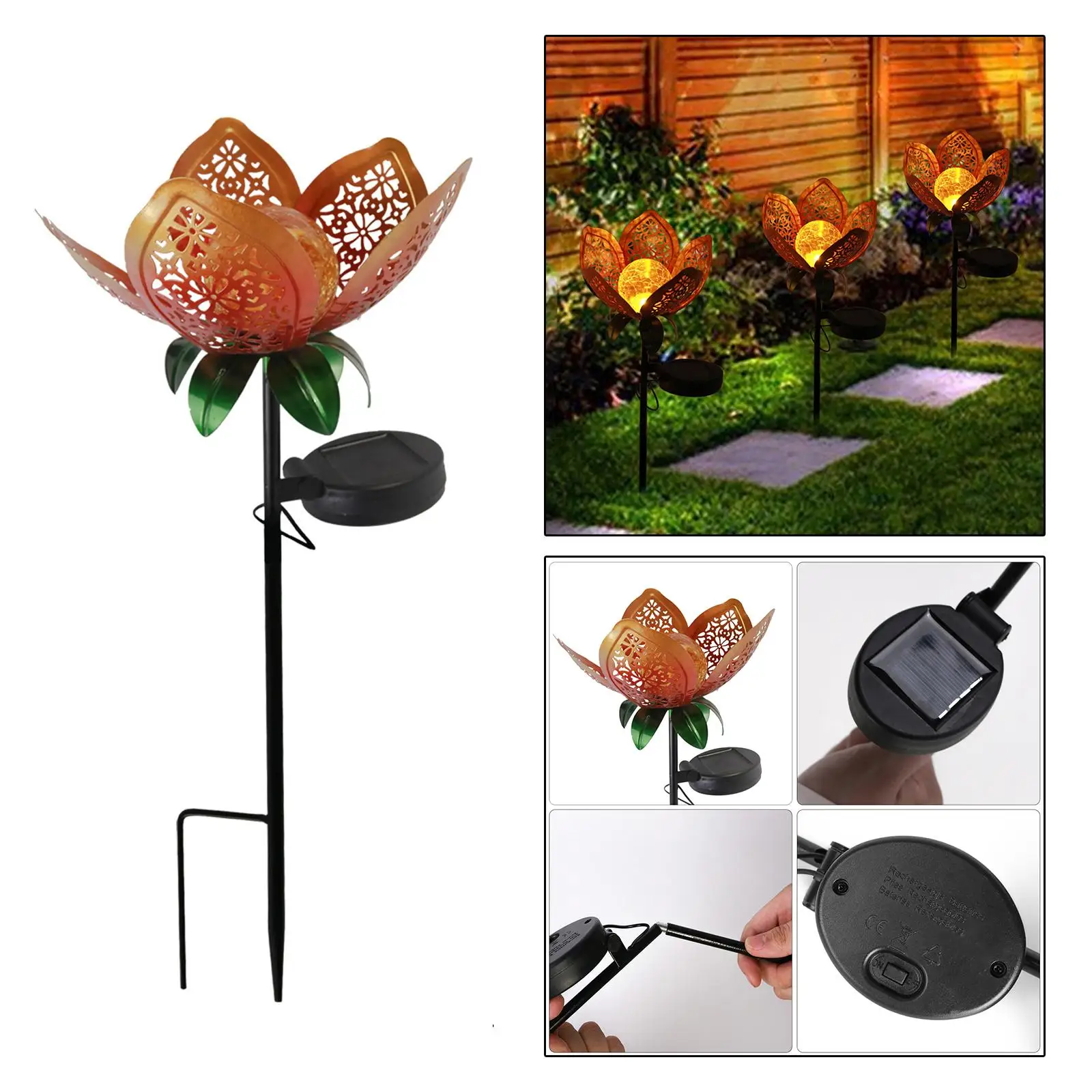 Outdoor Lotus  Lights Outdoor Stake Lamp Waterproof  Lamp for Party Courtyard Patio Holiday Decorations