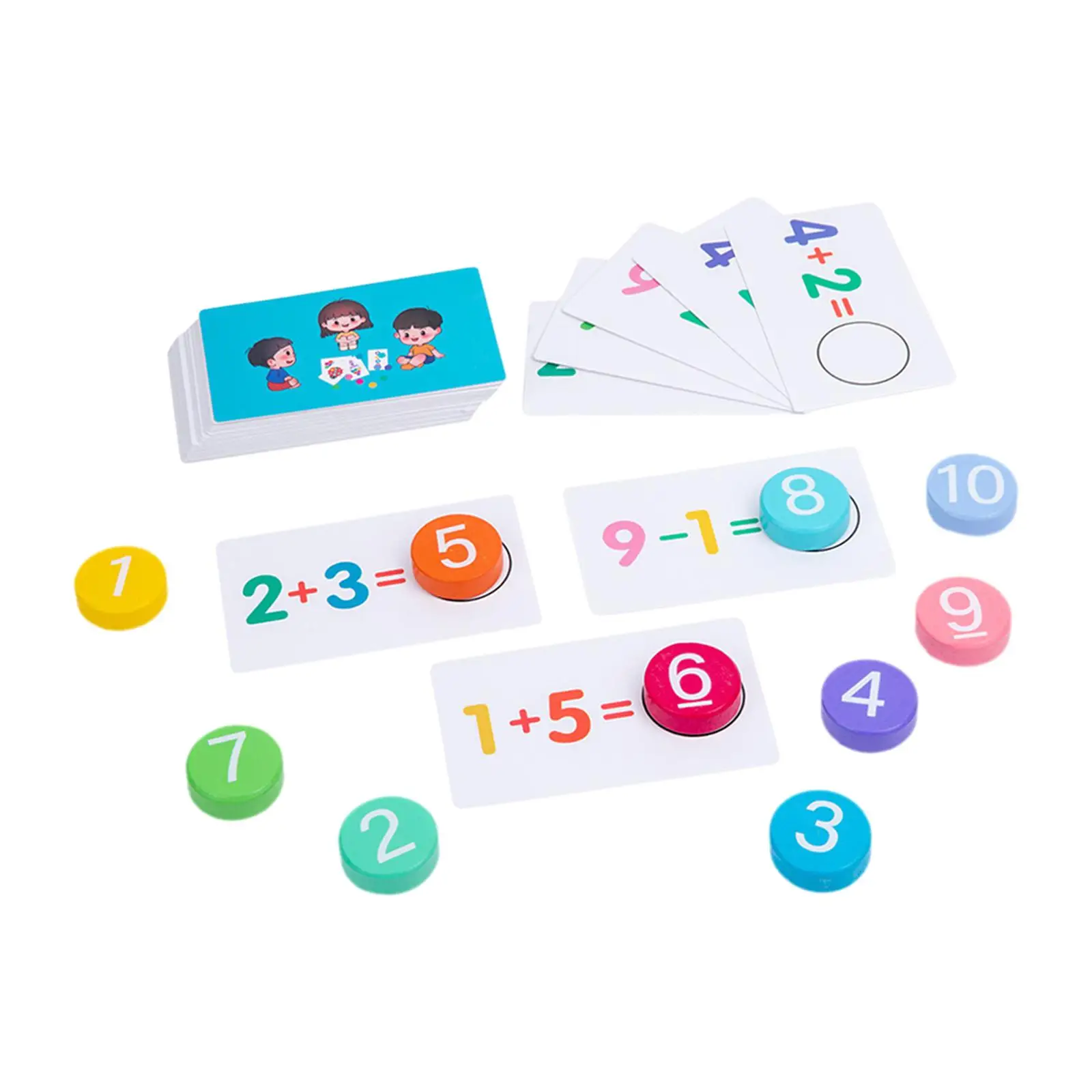 Addition Subtraction Operation Number Calculation Cards for Mathematical Fine Training Interaction Preschool Color Cognition