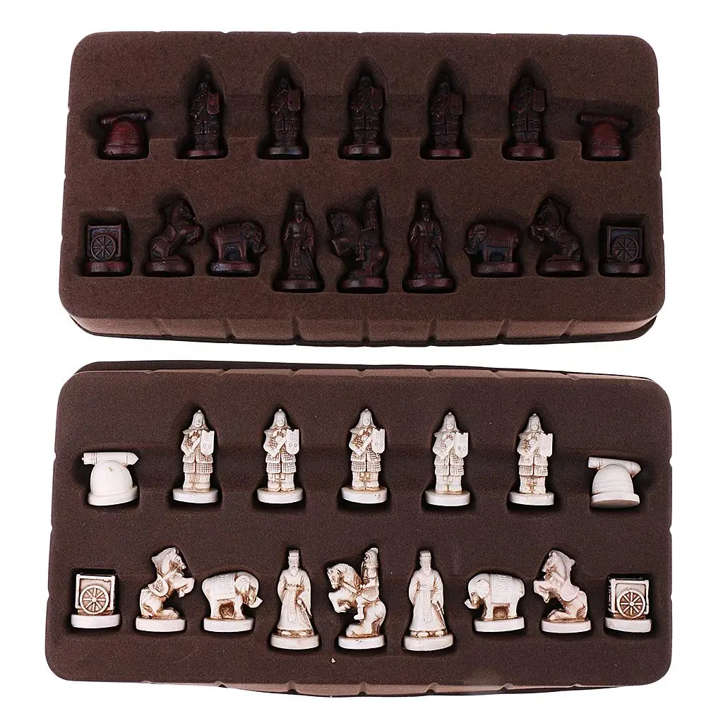 Retro Chinese Chess Terracotta Pieces XiangQi Collectibles Handicraft
