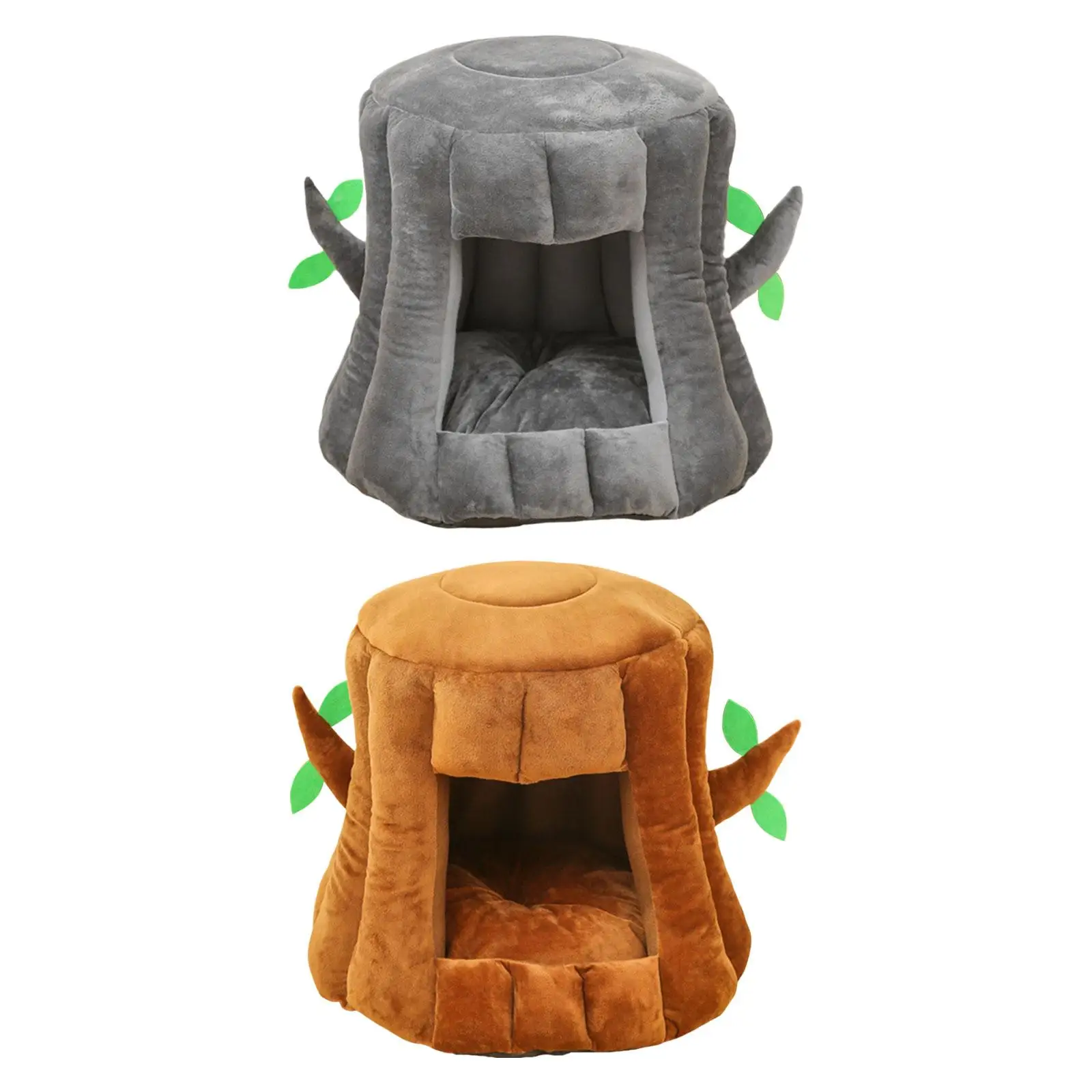 Dog Bed Cave Puppy House Self Warming Tree Shape Furniture Nonslip Bottom Semi Enclosed Cushion Kennel for Medium Large Cats