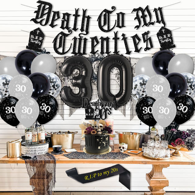 Rip Twenties 30th Birthday Party Decoration for Women Black and Rose Gold  Balloon Garland Death to My Twenties Banner, Rip to My 20s Sash, Number 30