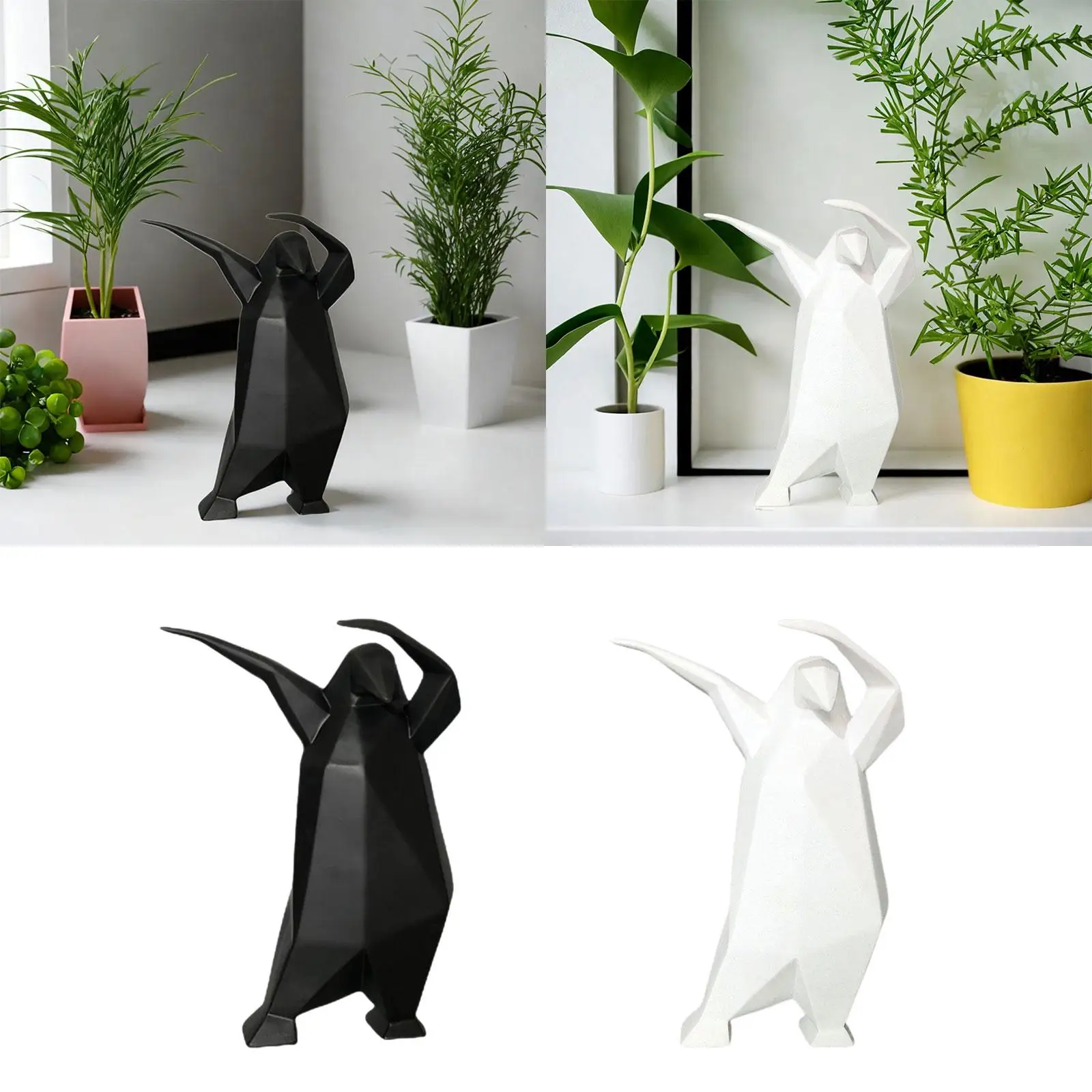 Penguin Sculpture Resin Figurine for Coffee Table Desktop Home Office