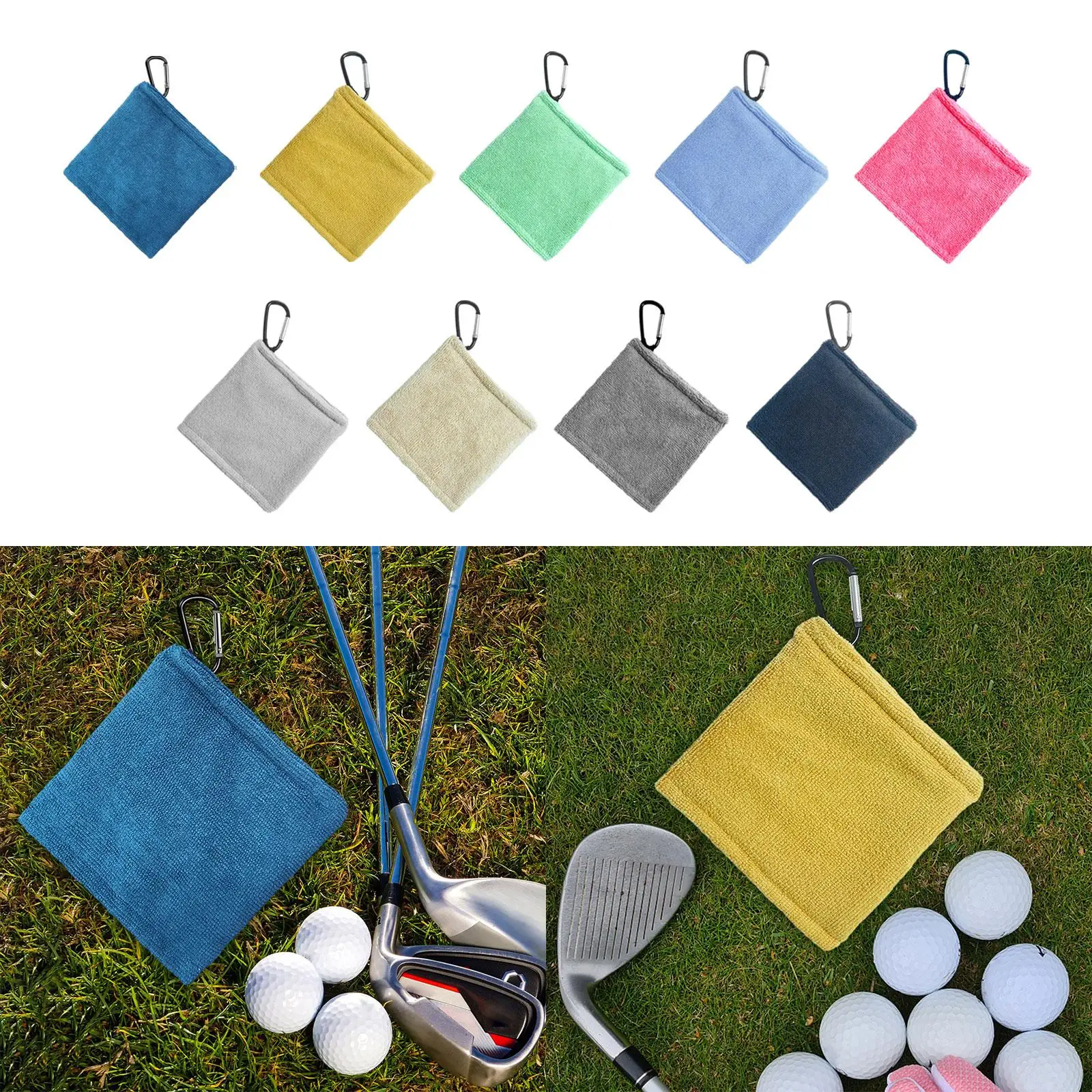 Golf Ball Towel with Clip Small Wipe Golf Club Golf Accessories 5.5 x 5.5 inch Golf Ball Cleaner Pocket Golf Accessory