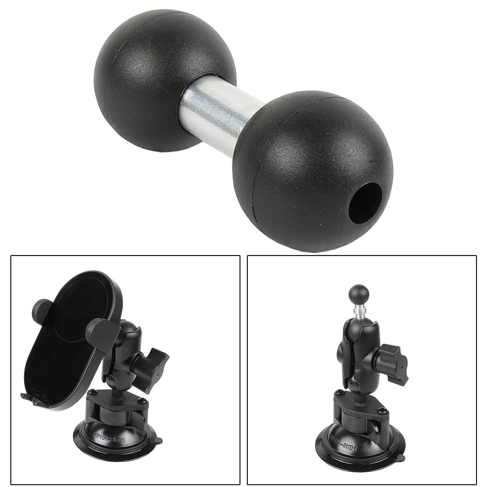 Composite Ball Adapter Accessories Rubber Stainless Steel Dual Ball Socket Mounting  for  Standard  GPS