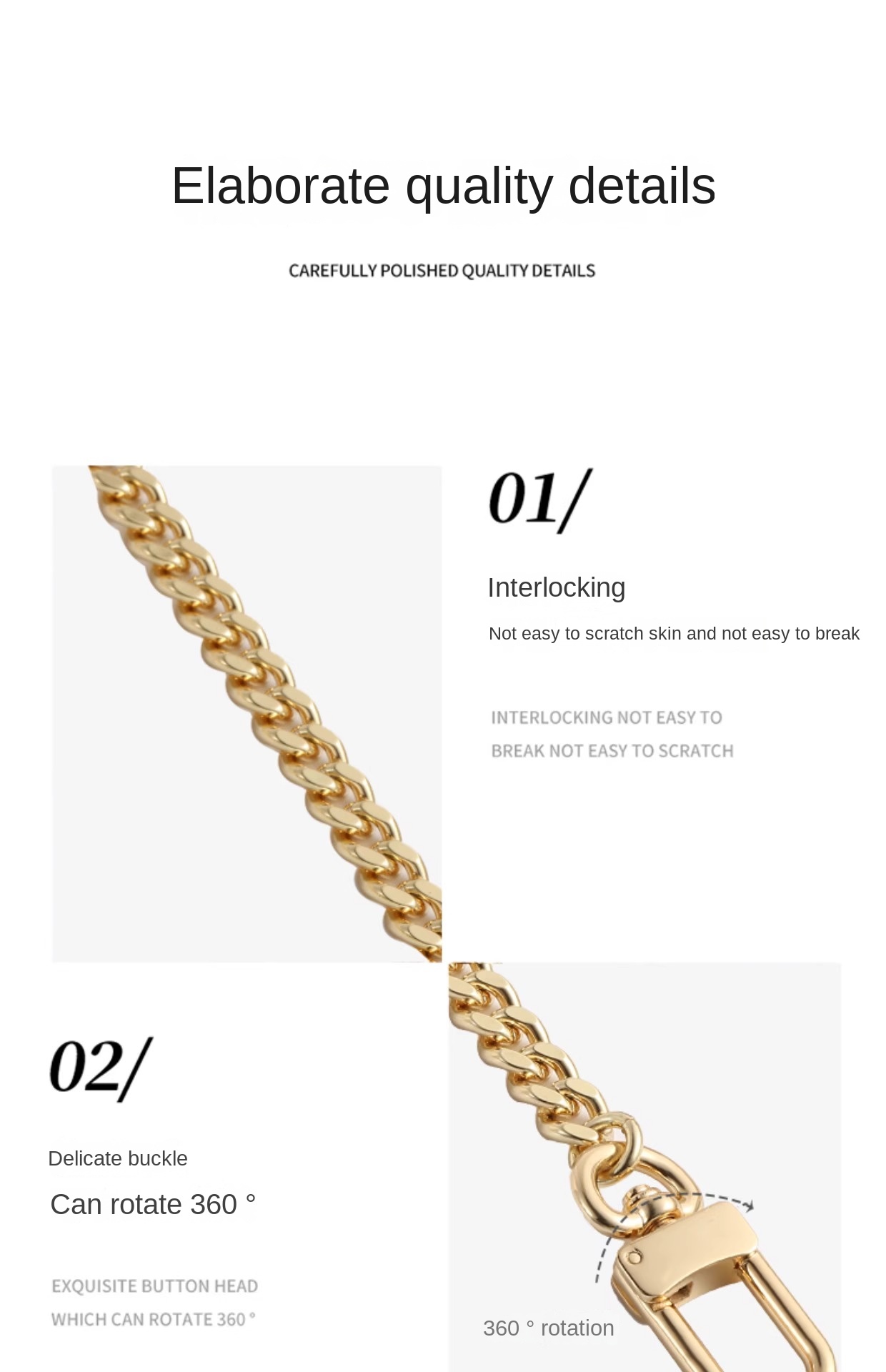 HAVREDELUXE Bag Chain Three-in-one Transformation Metal Bag Messenger Copper Chain Bag Chain Accessories Single Purchase