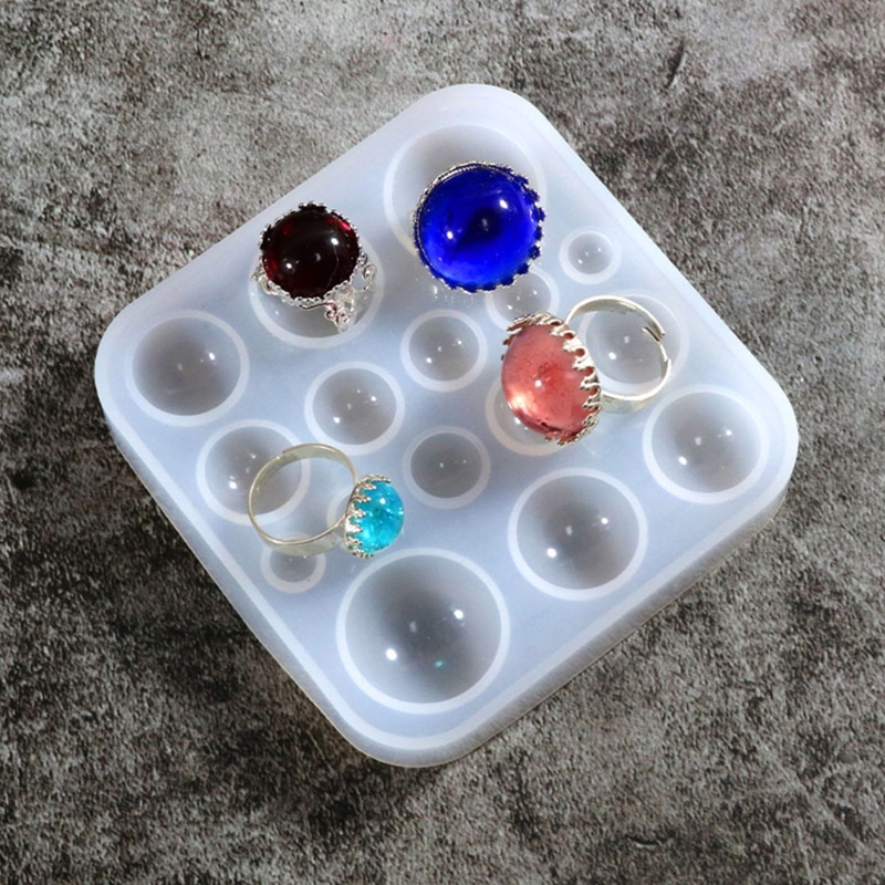 Round Gem Patch Rings Bracelet Silicone Mold Keyring Pendant Handmade Mold DIY Rings Pendant Jewelry for Valentines Gift Craft