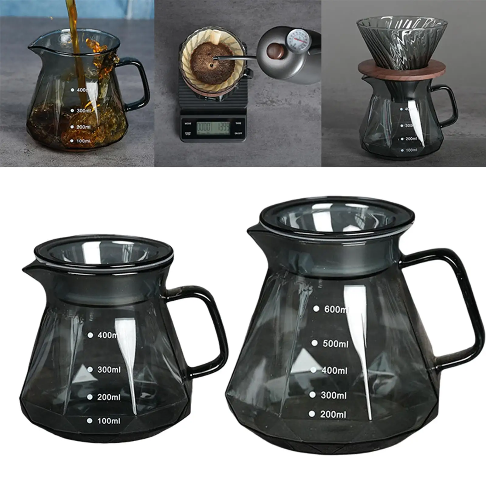 Heat Resistant Glass Pot Coffee Maker with Handle Lid