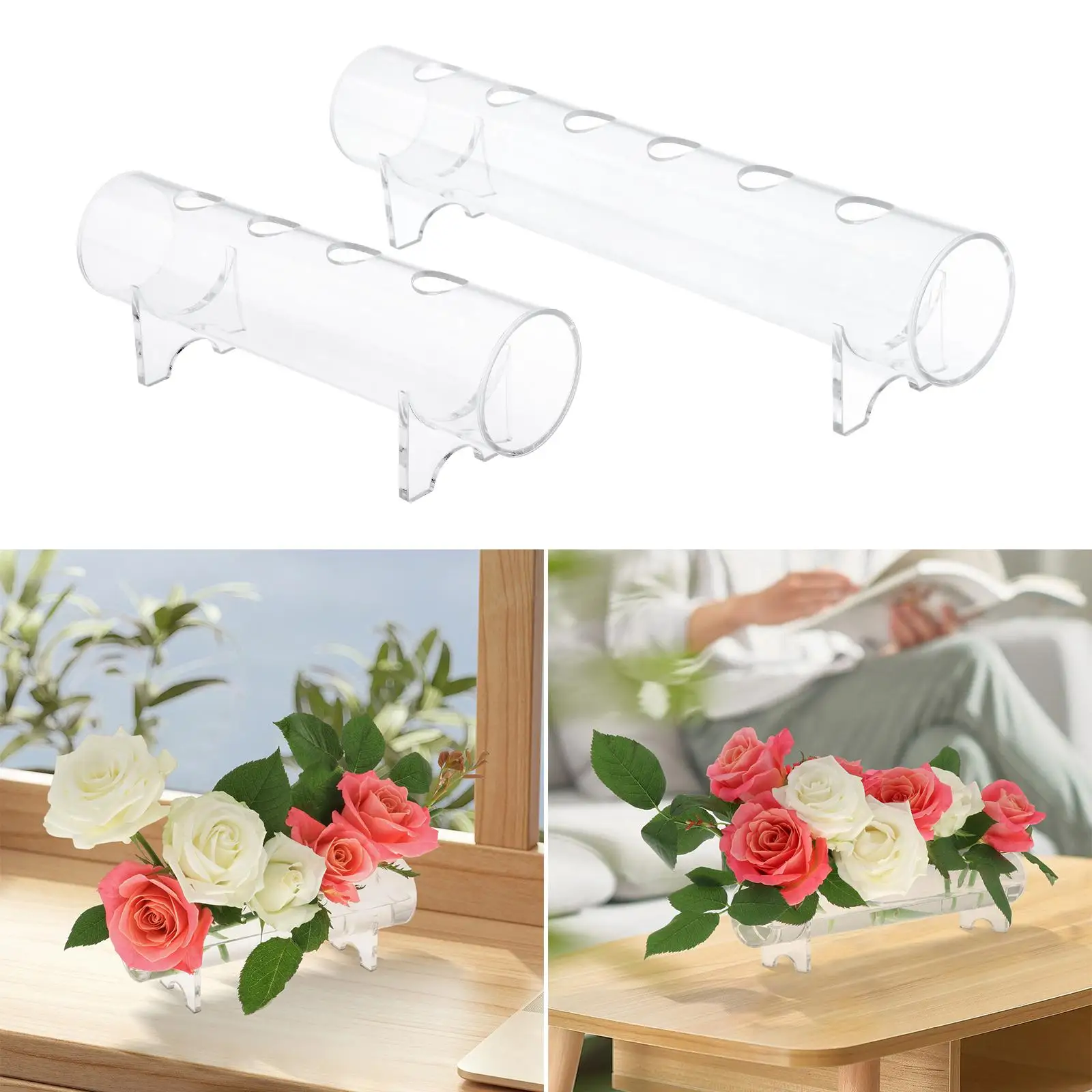 Clear acrylic flower vase, acrylic flower arrangement vase, long cylinder vase,