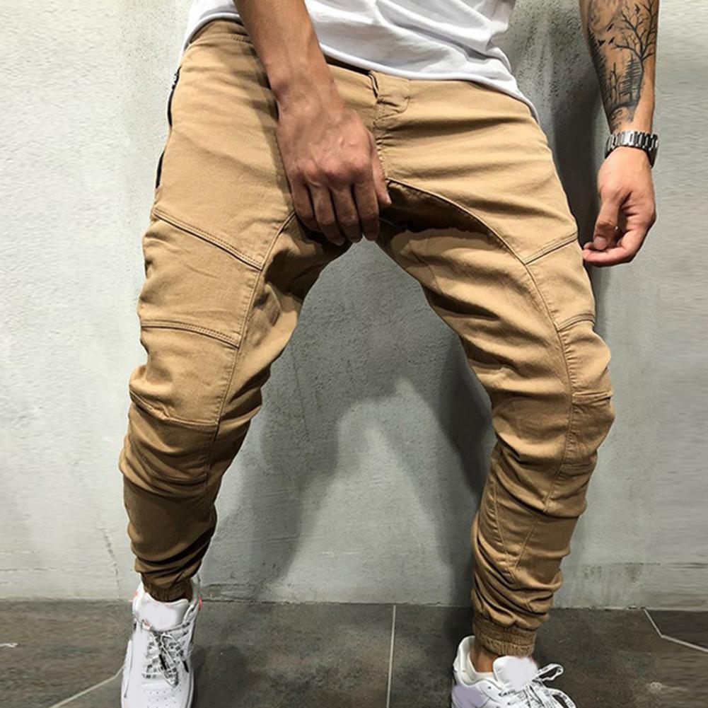Elastic Waist Slim Hip-hop Sports Men Pants Pencil Multi Pockets Harem Joggers Pants Streetwear_voghion.com