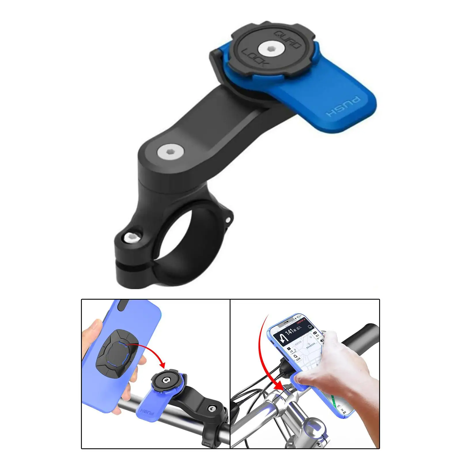 Durable Bike Phone Mount Easy Install Stable Mounting Bracket Nonslip Motorcycle Cellphone Holder for Electric Vehicles Scooters