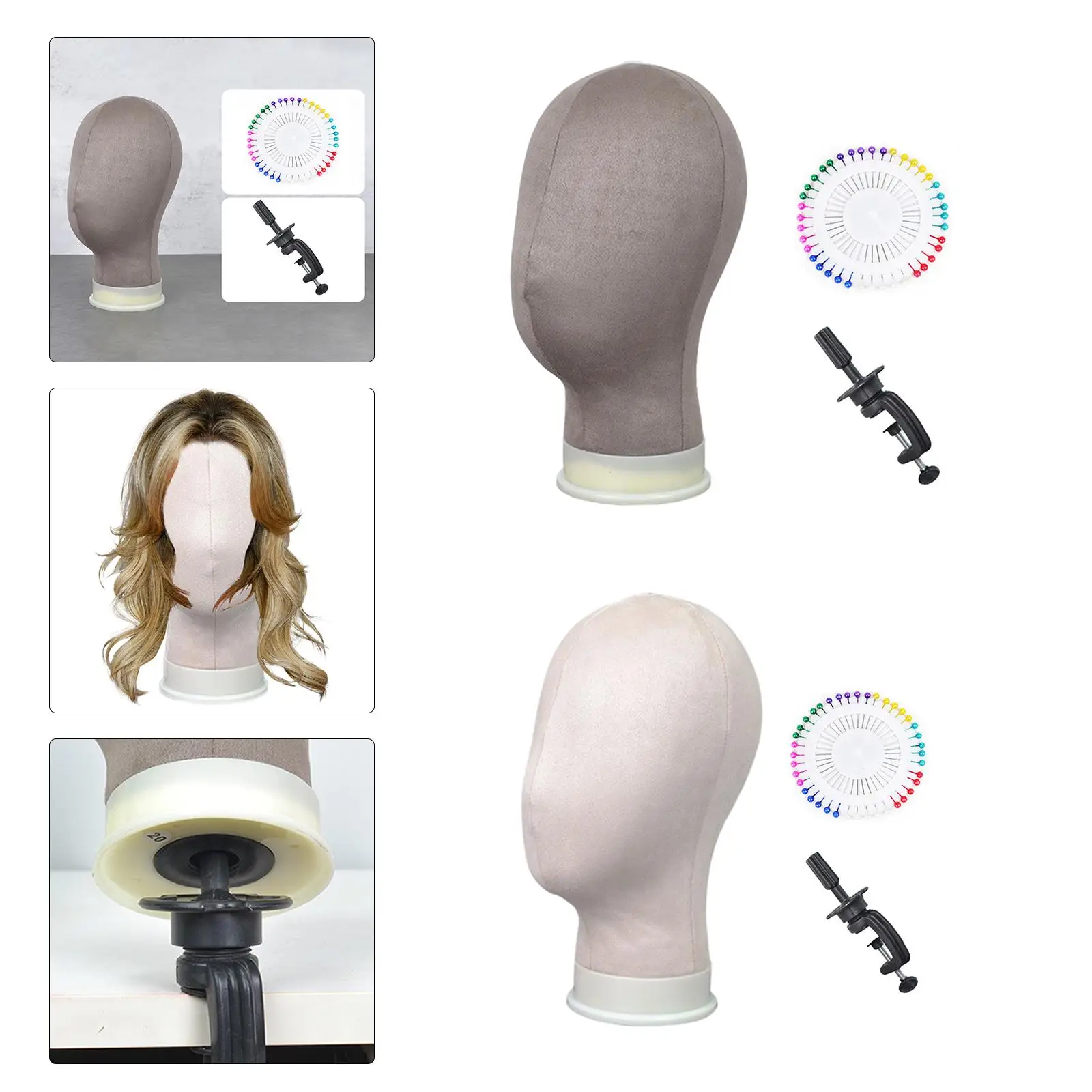 Professional Wig Head with Table Clamp Stand Salon Use Display Mannequin Head for Glasses Caps Making Wig Drying Styling