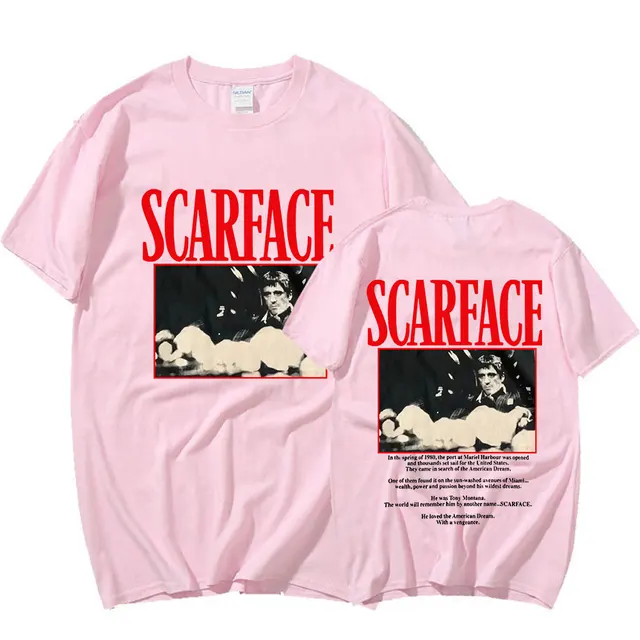90s Movie Scarface Tony Montana T-shirt Double Sided Graphic Print 