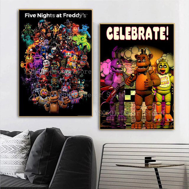 Fnaf Five-night-At-Freddys Anime Game Poster and Print Canvas Painting  Cartoon Bear Wall Art Picture for Room Home Decor Cuadros