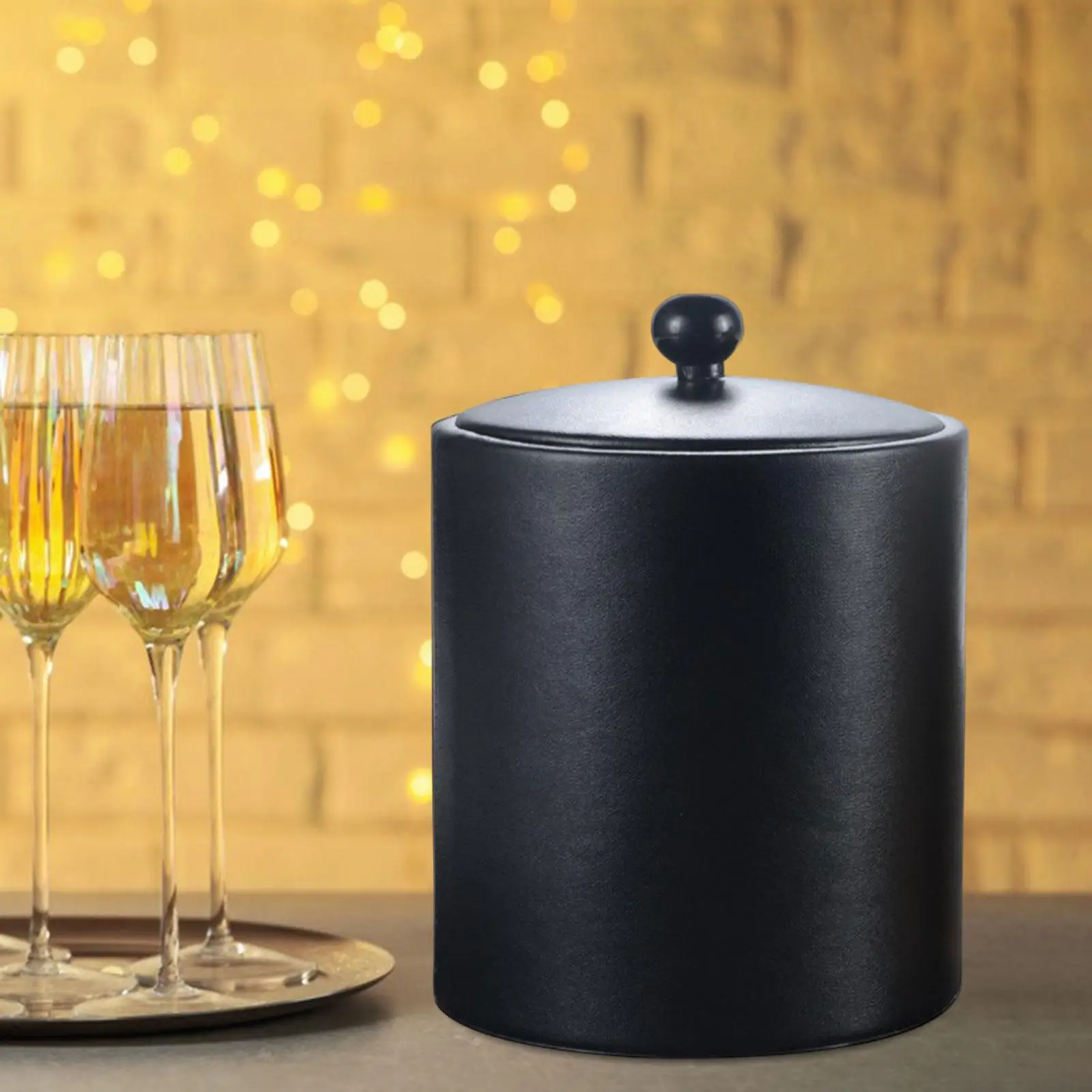Ice Bucket with Lid with Insulation Double Walled Keeps Ice Cold Comfortable Portable for Chilling Beer Champagne Home Bar