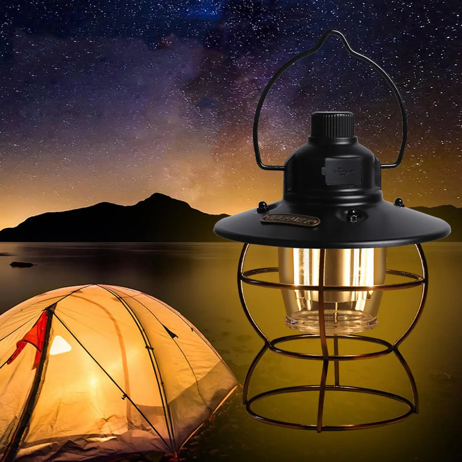 1 Piece Camping Lamp USB Rechargeable Portable   Metal 3 Modes Accessories Tent for Pathway Camping Patio Yard Garden