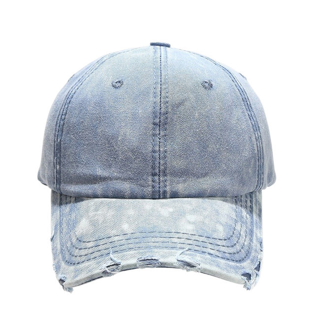 Grey Upcycled Distressed Denim Baseball Hat