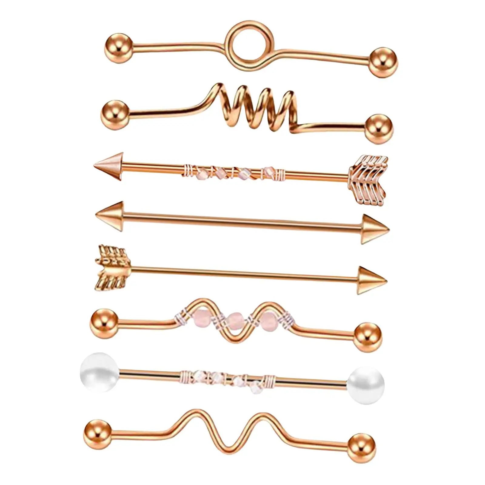 8Pcs Industrial Barbell Earrings Body Jewelry Tragus Women Men