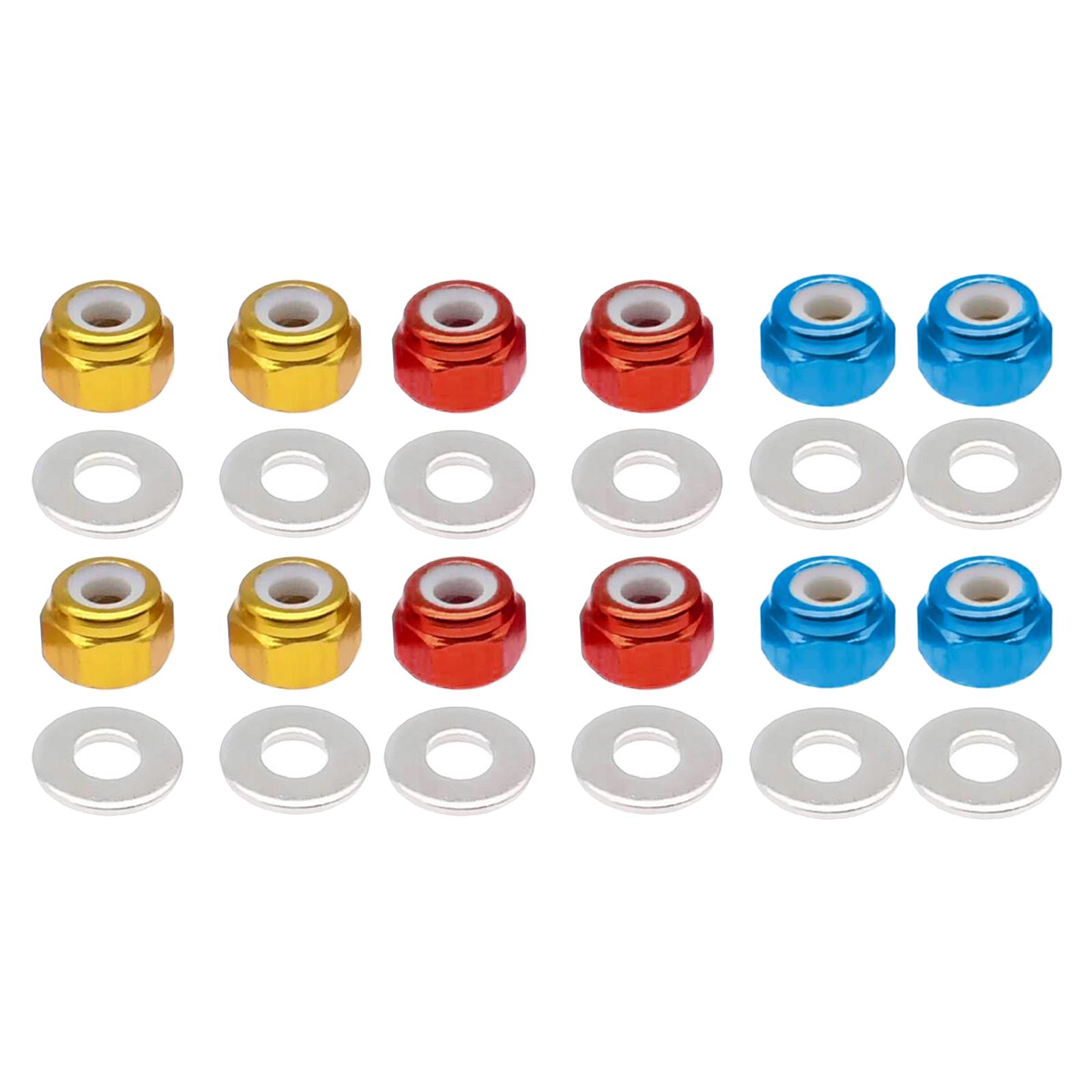8 Pieces M3 Wheel Lock Nuts with Gasket Metal Wheel Hardware for Wltoys 144001 1:14 RC Off-Road Car Parts Replacement
