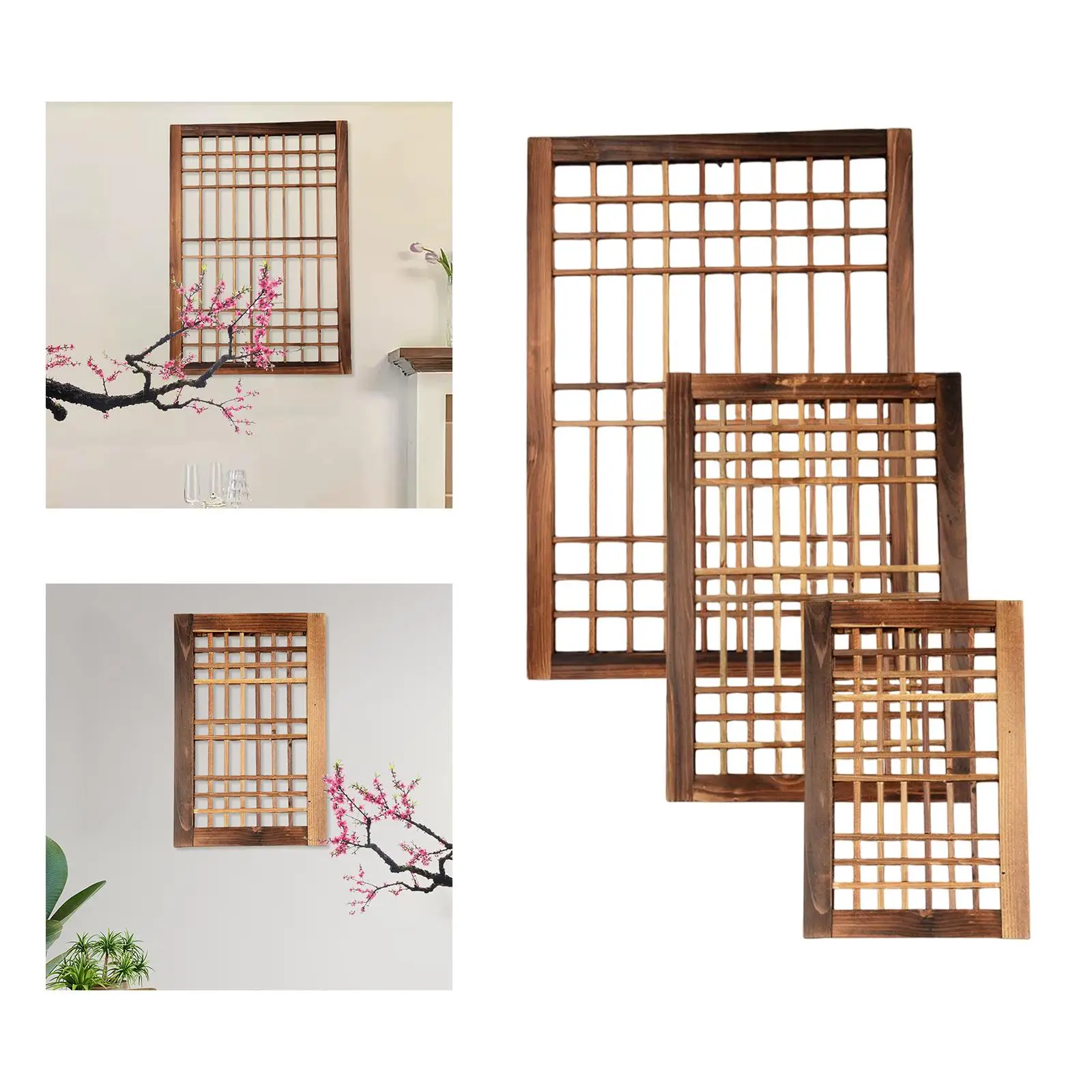 Wooden Lattice Window Frame for Window, Wall Pediment for Entrance, Living Room Easy to Hang Simple Old Style Vintage Light