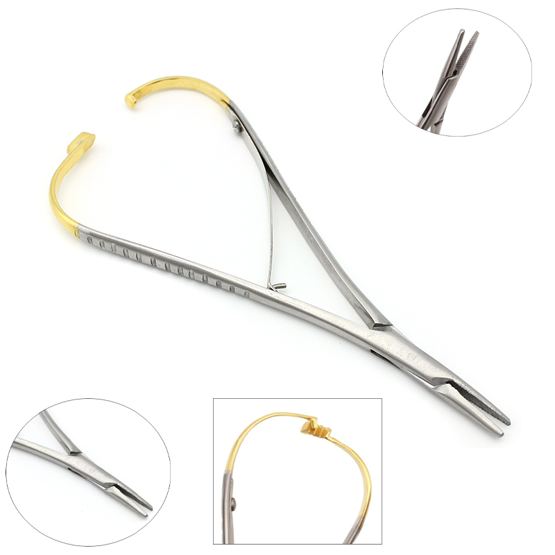 Best of 14cm Dental Needle Holder Tweezers Stainless Steel Orthodontic Plier With Gold Handle Dental Surgical Tool Instrument Reviews & Tips