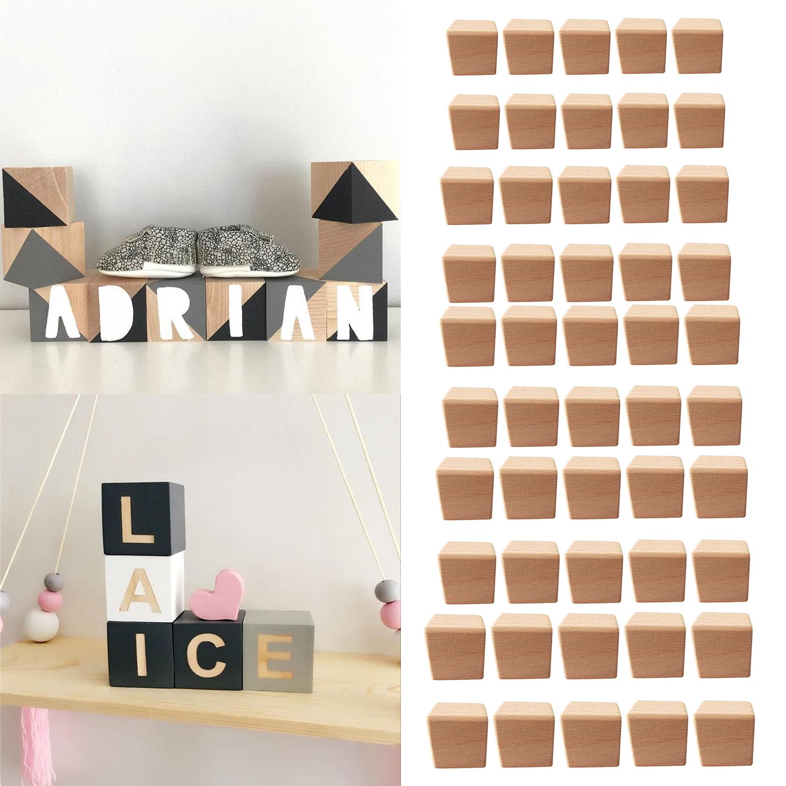 10Pcs DIY Unfinished Unpainted Wooden Square Blocks Cubes Embellishment for Crafts DIY Wood Hobby Modelling Making