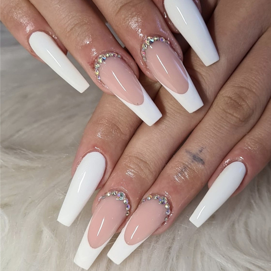 Best of Nail Art Full Cover Artificial Fake Nails White U Colorful False Nails Seamless Removable Fake Nails Ballerina Press On Nail Set Reviews & Tips