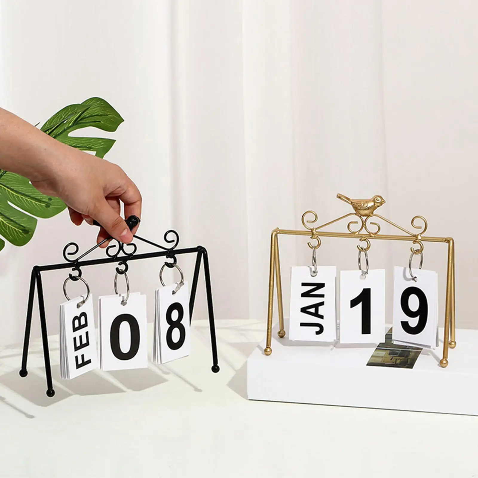 Nordic Style Desk Calendar Iron Frame Perpetual Calendar for Farmhouse Office Accessories