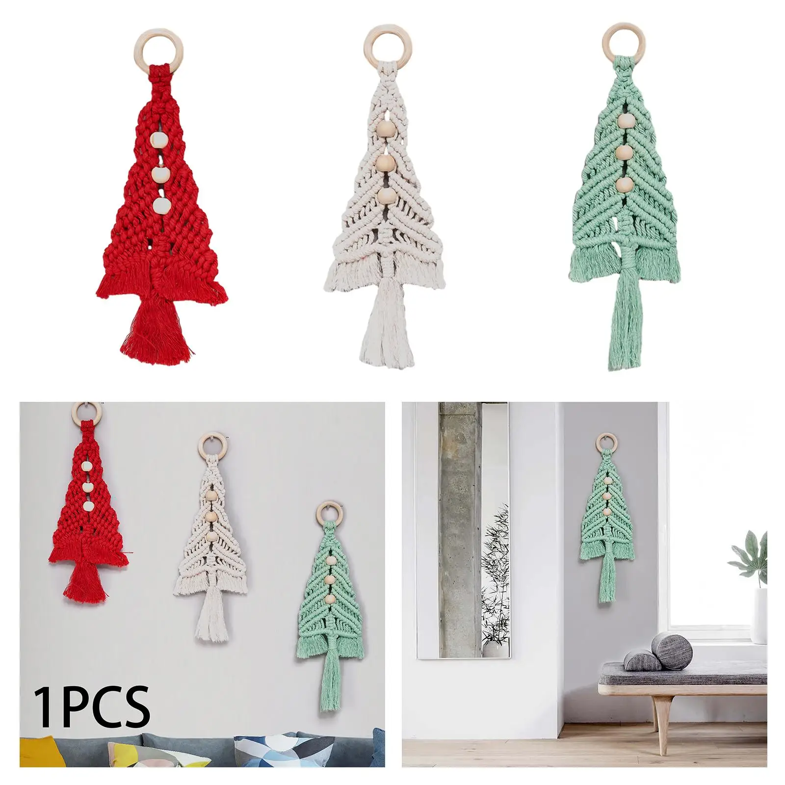 Christmas Tree Tapestry Home Decor Hand Woven Gifts Nordic Wall Hanging Tapestry Christmas Hanging Ornaments Xmas Tree Pendant