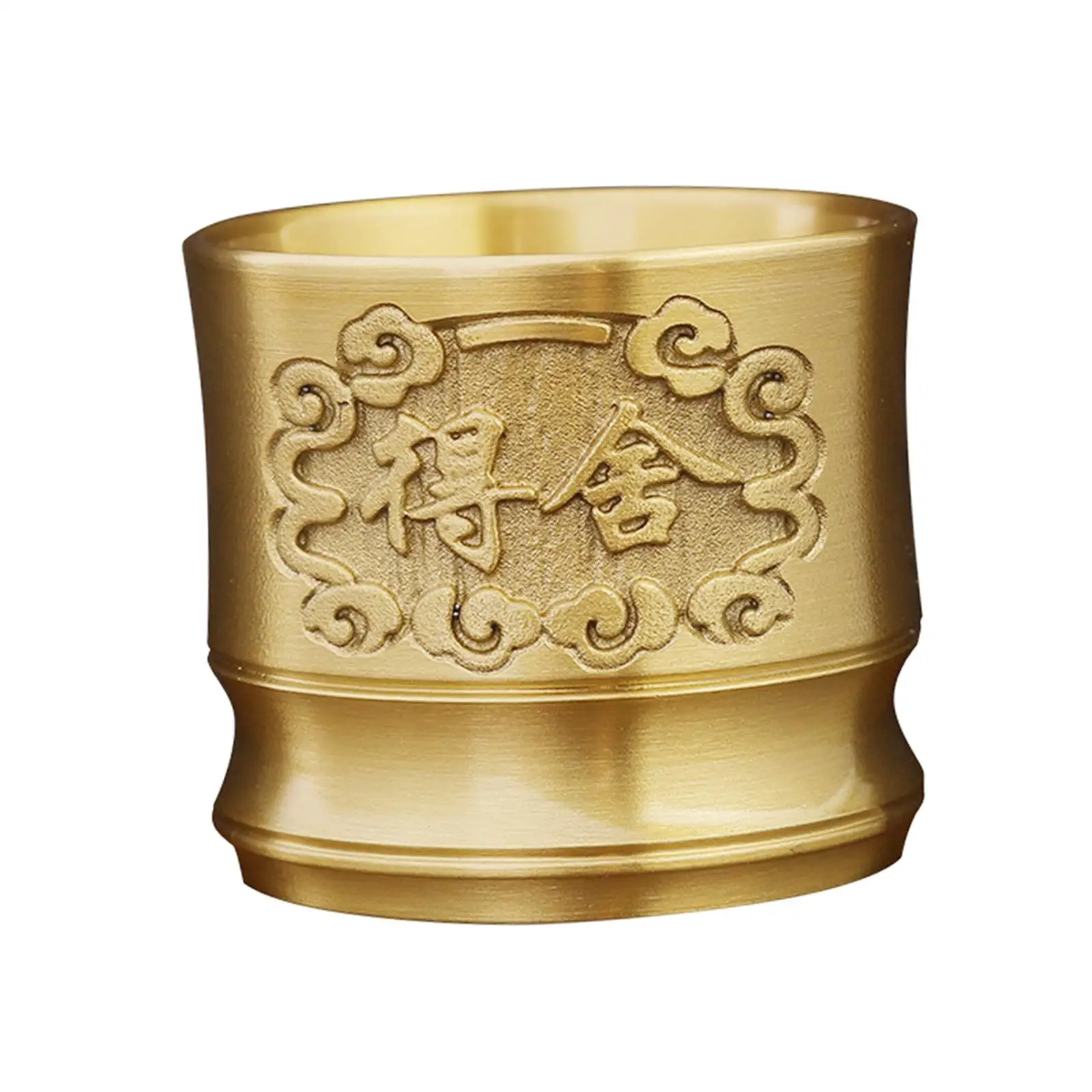 Chinese Style Brass Cup Collectibles Drinking Cup Teaware Engraved Personal Teacup for Desk Home Decor Housewarming Gift