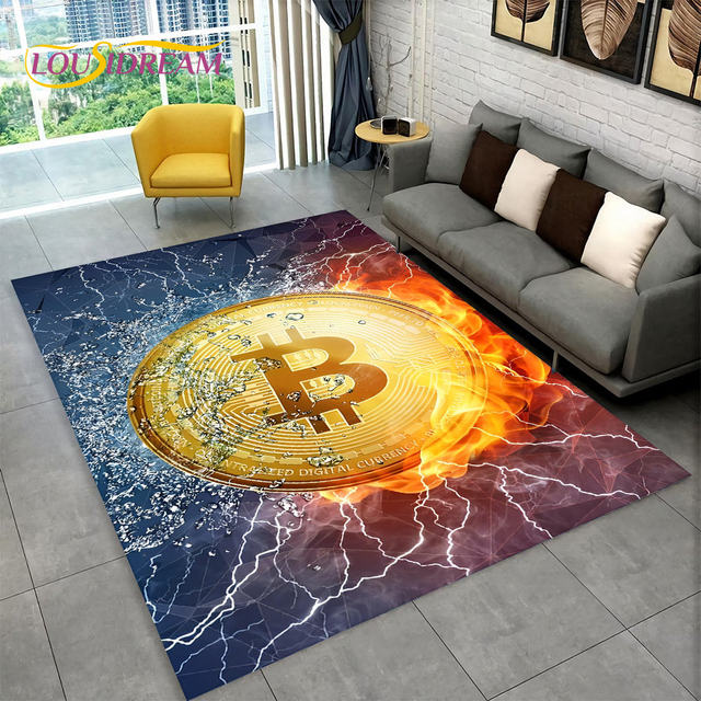 3D Bitcoin Virtual Currency Area Rug Large,Carpet Rug for Living Room  Bedroom Sofa Playroom Doormat Decor,Kid Non-slip Floor Mat - AliExpress