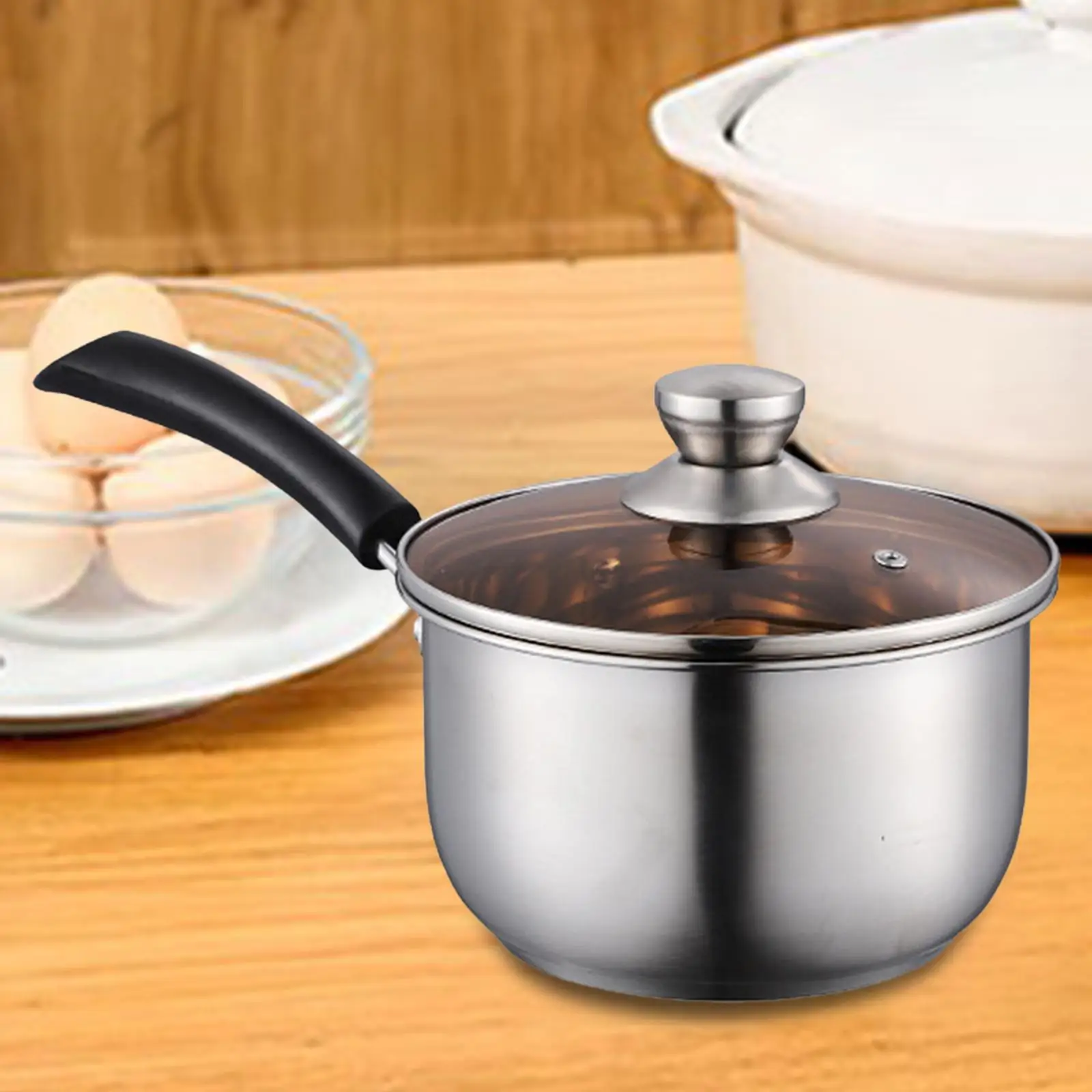 Small Saucepan Long Handle Cooking Pot with Lid Utensils for Dining Room Home Restaurant