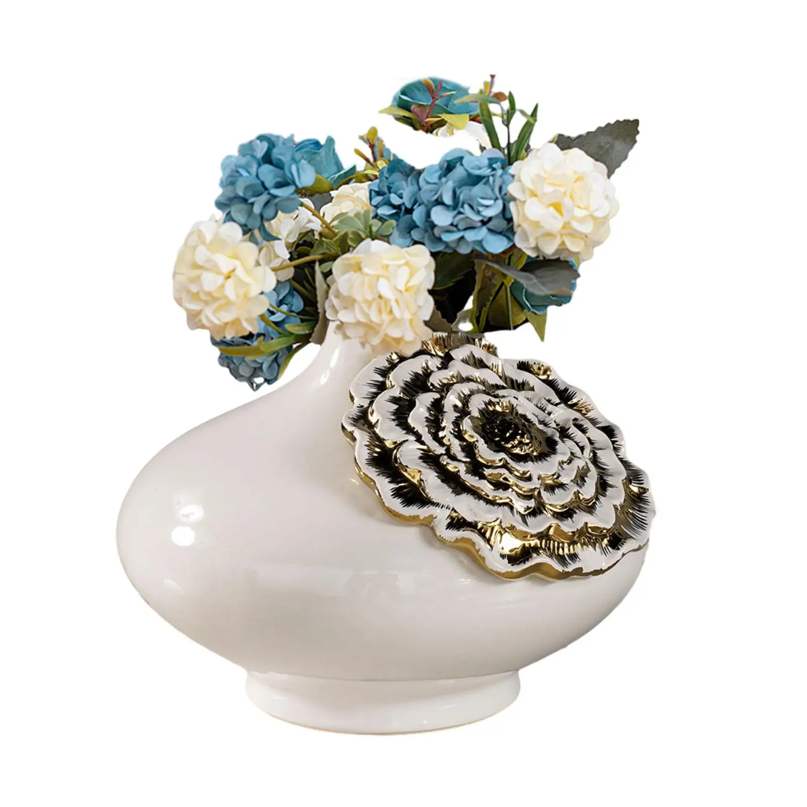 Flower Vase Modern Simple Vintage Elegant Ceramic Vase Flowerpot Tabletop Ornament for TV Cabinet Office Desk Coffee Table Gift