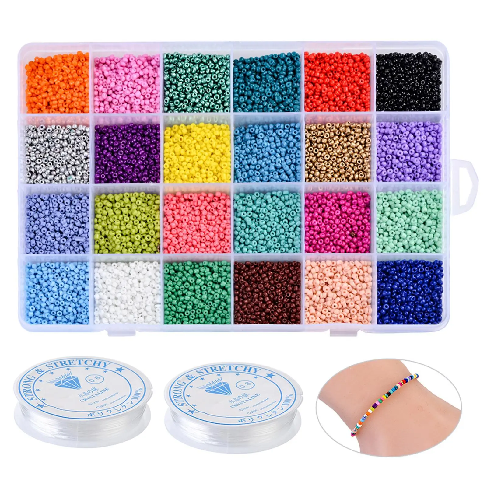 9600 Pieces 2mm Seed Beads Jewelry Making Colorful Opaque Matte Handmade Rainbow Beads for Bracelet DIY Key Chain Assortment